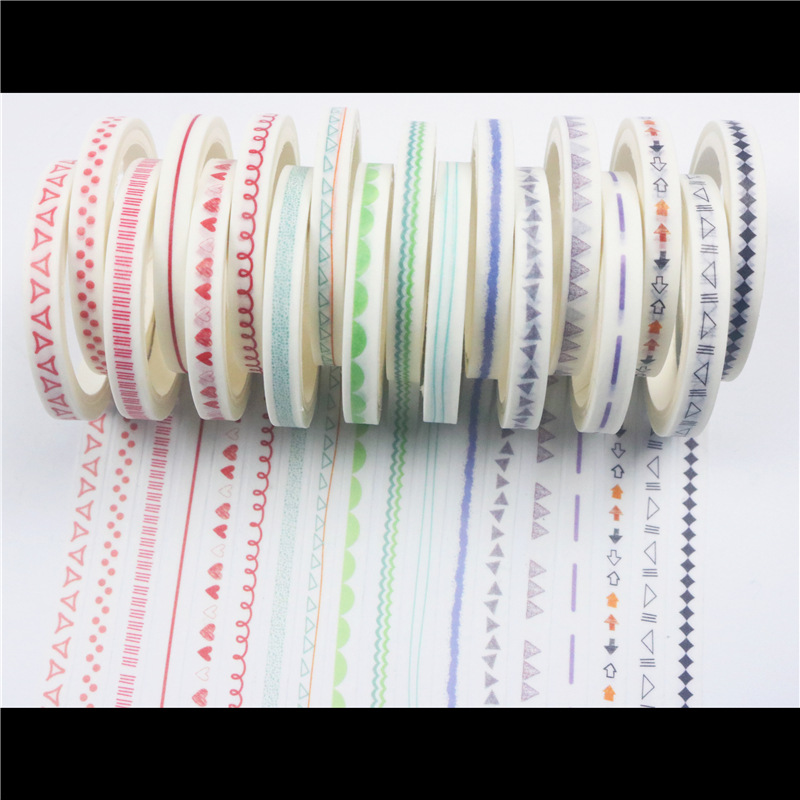 Washi Decorative Paper Tape Set of 18 (54m) Simple Patterns EcoBargains