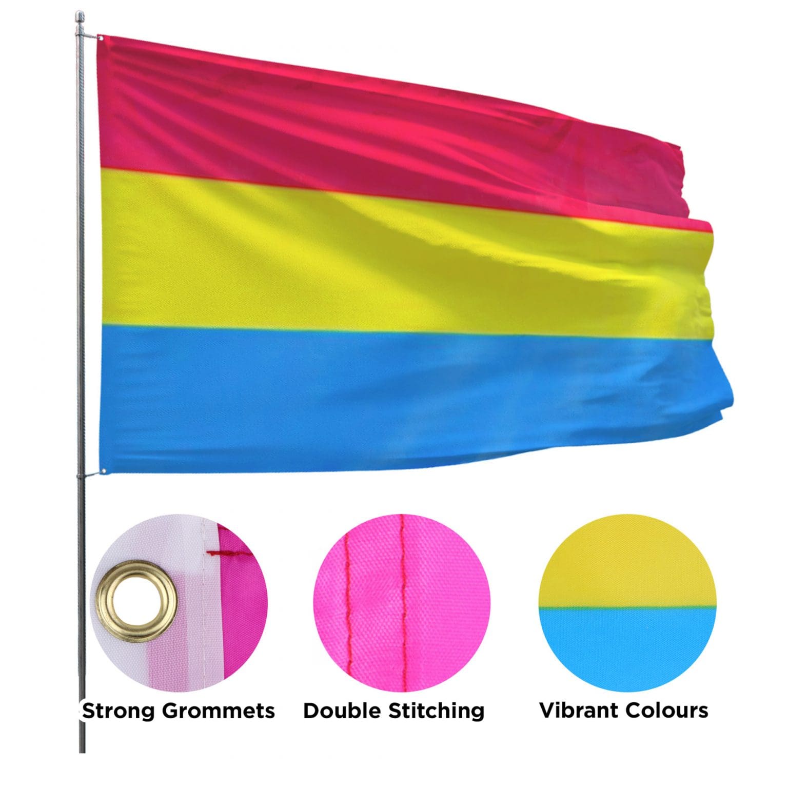 Extra Large Pansexual Pride Flag 5ft x 3ft (150cm x 90cm) - EcoBargains