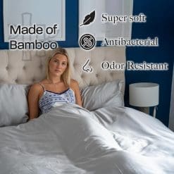 Light grey bamboo bedding set is super soft, antibacterial, and odor resistant